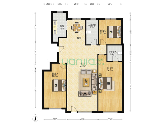 水岸华庭 3室1厅2卫 308平方