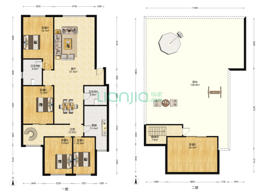 学府苑 5室1厅2卫 173平方