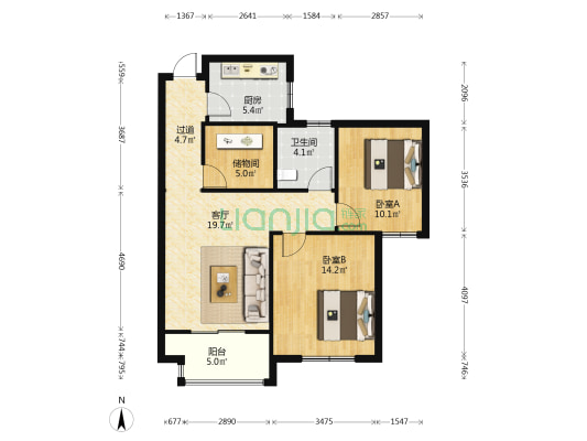 临和家苑南区 2室1厅1卫 93平方