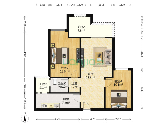 融景城朗峰 2室1厅1卫 81平方