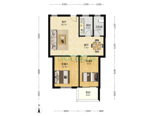 省一建宿舍70号 2室2厅1卫 72平方