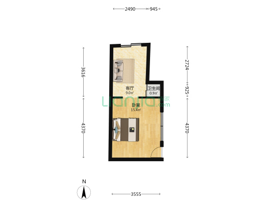 开元弄 1室1厅1卫 24平方