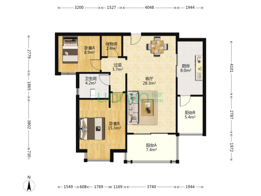 中海凤凰熙岸三期 2室1厅1卫 95平方