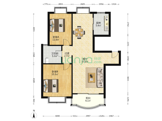 兴景佳苑 2室1厅1卫 99平方