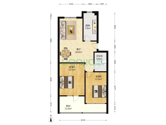 信特花园E区 2室1厅1卫 79平方