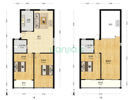 丽泽之春 3室1厅2卫 84平方