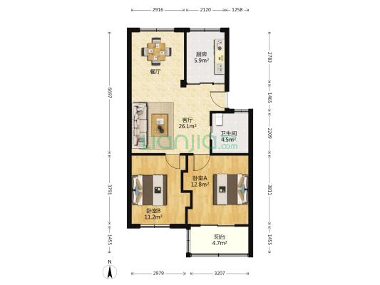 四明小区 2室1厅1卫 76平方