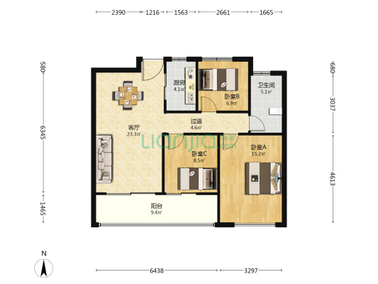 旸诚锦园 3室1厅1卫 101平方