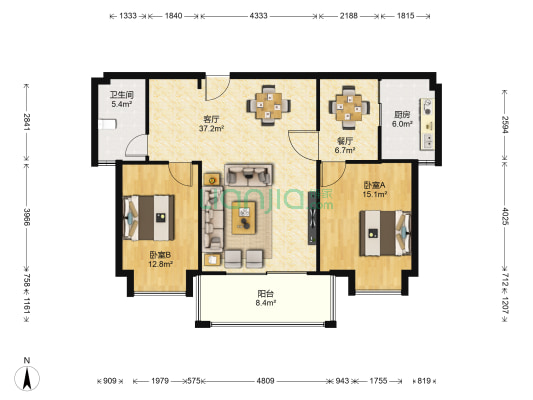 嘉华城 2室2厅1卫 195平方