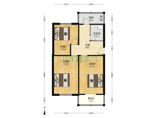 朝阳楼 3室0厅1卫 74平方