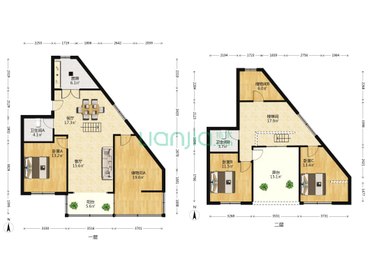 瀛洲花园 3室2厅2卫 167平方