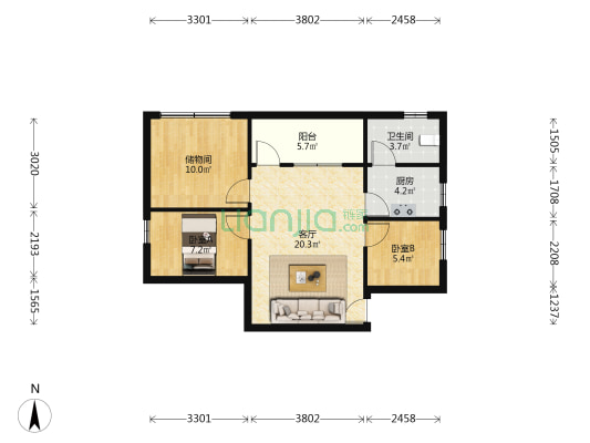 家兴楼 2室1厅1卫 72平方