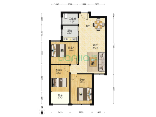 过驾院小区 3室1厅1卫 99平方