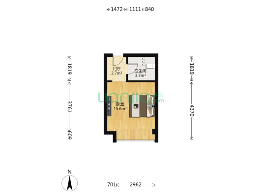 格莱美空间 1室0厅1卫 33平方