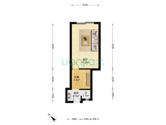 建港路13号 1室1厅1卫 28平方