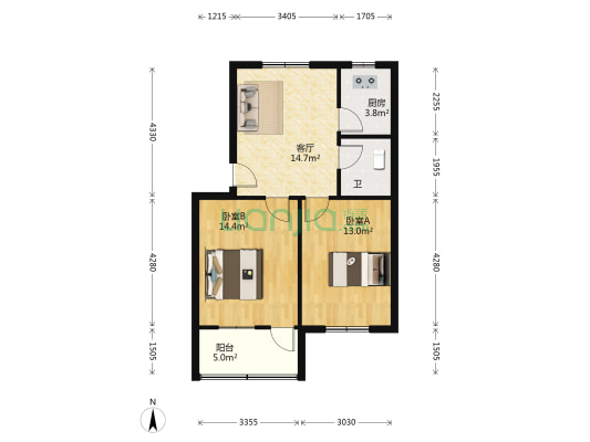 采荷路35号 2室1厅1卫 62平方