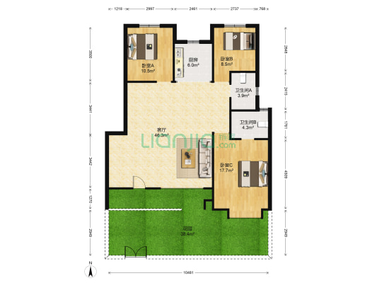 中海世家 3室1厅2卫 234平方