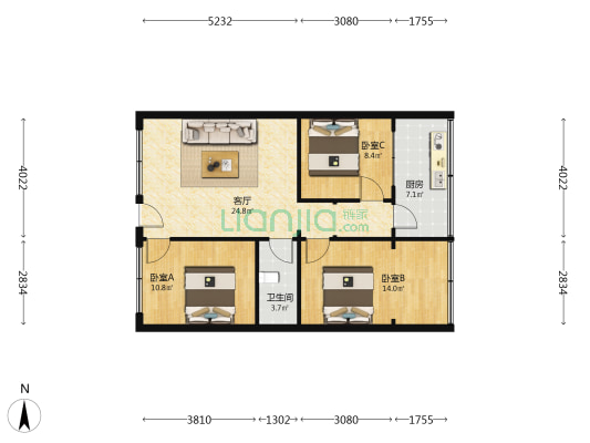 十二客运公司家属院 3室1厅1卫 95平方