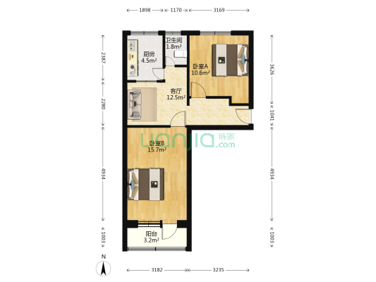 环山村 2室1厅1卫 64平方