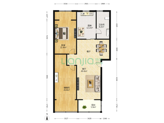 国税局宿舍 1室1厅1卫 118平方