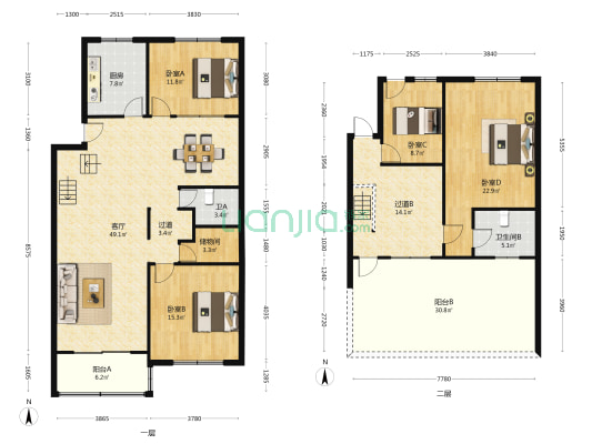 钱王街1545-1553号 4室1厅2卫 122平方