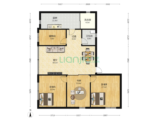 文博路11号 3室1厅1卫 116平方