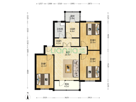 德昌巷 3室1厅1卫 95平方