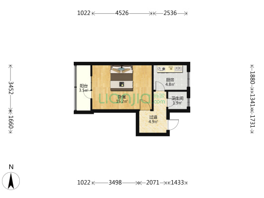 云路街回迁楼 1室0厅1卫 41平方