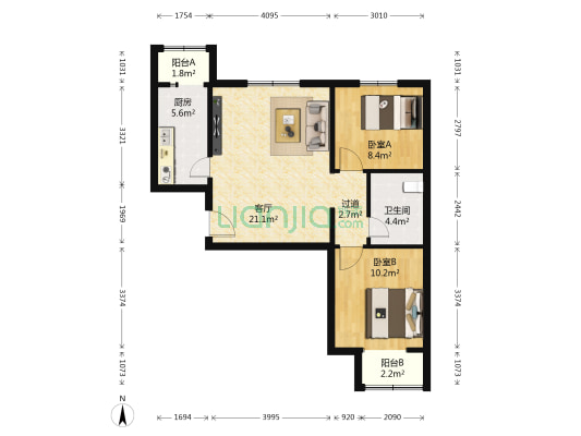 王平大街东路17号院 2室1厅1卫 78平方