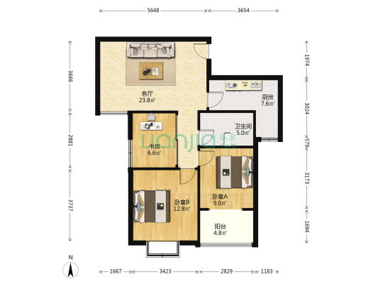 胜利街煤气化小区 3室1厅1卫 97平方