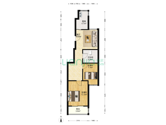 和园爱家 2室1厅1卫 72平方