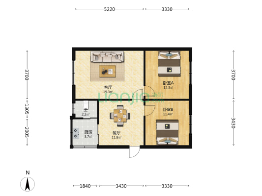 云岭小区安居工程 2室2厅1卫 79平方