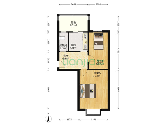 中国农业银行山西分行培训学校住宅小区 2室1厅1卫 53平方