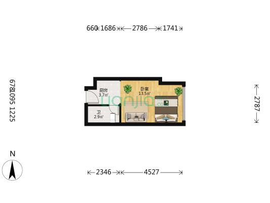 北大资源博泰城 1室0厅1卫 33平方