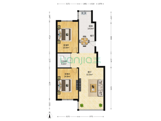 正鑫家园 2室1厅1卫 106平方