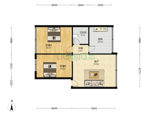 吴家坝南街16号 2室1厅1卫 83平方