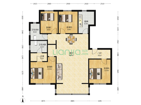 绿地柏仕晶舍 4室1厅2卫 154平方