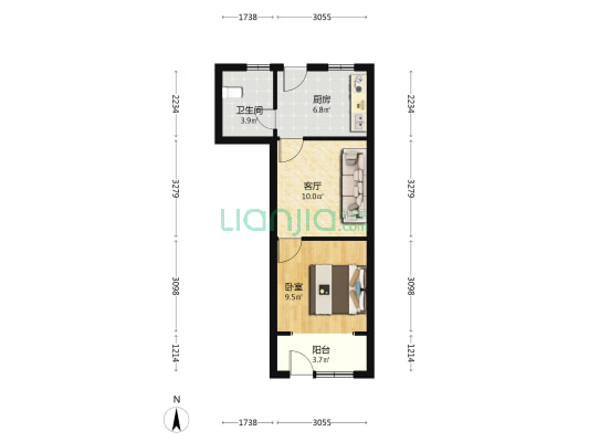 静怡村 1室1厅1卫 38平方