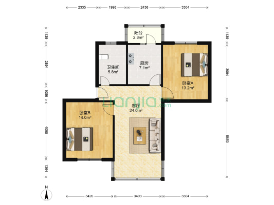 三泉公寓 2室1厅1卫 81平方