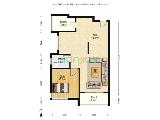 江河双水湾  1室1厅1卫 79平方