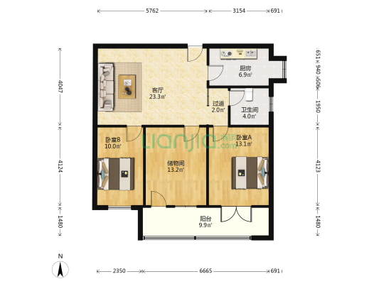 旭日村 2室1厅1卫 94平方