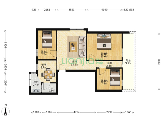 象岭巷 3室2厅1卫 77平方