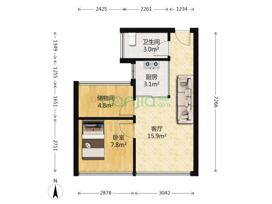 昊海君悦 1室1厅1卫 47平方