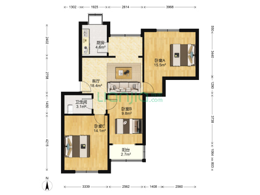 陕汽万寿小区 3室1厅1卫 82平方