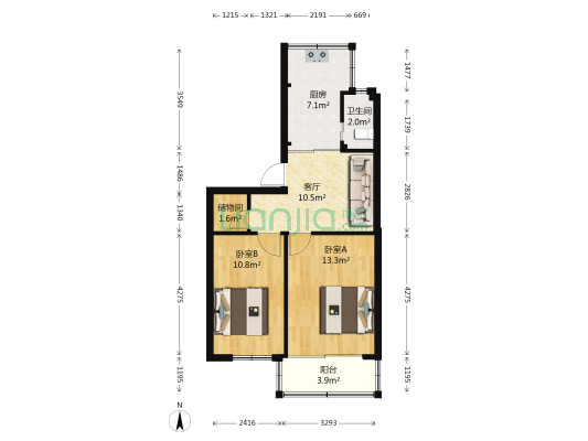 象园新村 2室1厅1卫 70平方