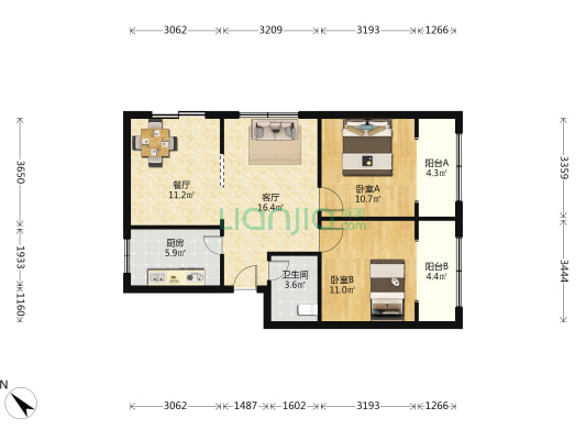 兴蓉南三巷7号 2室2厅1卫 80平方