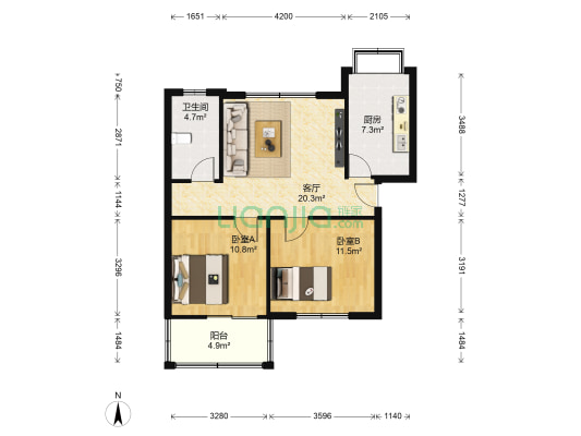 3545家属院 2室1厅1卫 73平方