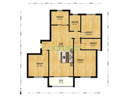 鸿运苑 1室0厅0卫 125平方