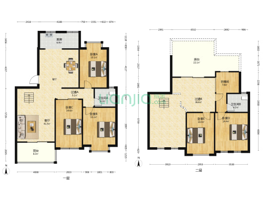 太一新天地 5室1厅2卫 128平方