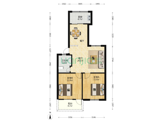 安康公寓 2室1厅1卫 81平方